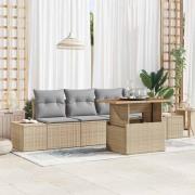 vidaXL Trädgårdsmöbelset med kudde Beige, grå 100 x 55 x 73 cm