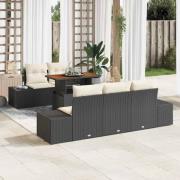 vidaXL Trädgårdsmöbelset 6 pcs Svart och kräm 100 x 55 x 73 cm