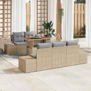 vidaXL Trädgårdsmöbelset med kudde 6 pcs Beige, grå 100 x 55 x 73 cm