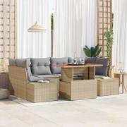 vidaXL Trädgårdsmöbelset med kudde 7 pcs Beige, grå 100 x 55 x 73 cm