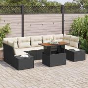 vidaXL Trädgårdsmöbelset 8 pcs Svart och kräm 100 x 55 x 73 cm