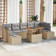 vidaXL Trädgårdsmöbelset med kudde 8 pcs Beige, grå 100 x 55 x 73 cm