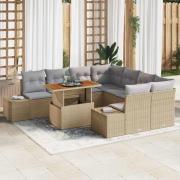 vidaXL Trädgårdsmöbelset med kudde 9 pcs Beige, grå 100 x 55 x 73 cm