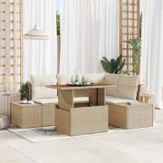 vidaXL Trädgårdsoffset 5 pcs Beige och gräddfärgad 100 x 55 x 73 cm