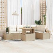 vidaXL Trädgårdsmöbelset 6 pcs Beige och gräddfärgad 100 x 55 x 73 cm