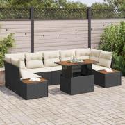 vidaXL Trädgårdsmöbelset 8 pcs Svart och beige 100 x 55 x 73 cm