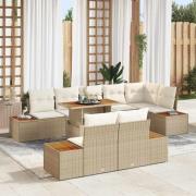 vidaXL Trädgårdsmöbelset 9 pcs Beige och gräddfärgad 100 x 55 x 73 cm