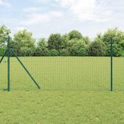 vidaXL Staket med stolpar Grön 1.2 x 25 m Stål