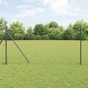 vidaXL Staket med stolpar Grå 1 x 10 m Stål