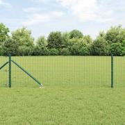 vidaXL Staket med stolpar Grön 0.8 x 25 m Stål