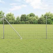 vidaXL Staket med stolpar Silver 1.4 x 10 m Stål