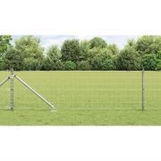 vidaXL Staket med stolpar Silver 0.6 x 25 m Stål