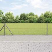 vidaXL Staket med stolpar Grå 0.4 x 10 m Stål