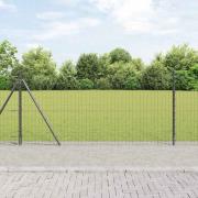 vidaXL Staket med stolpar Grå 0.8 x 10 m Stål