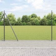 vidaXL Staket med stolpar Grå 1.6 x 10 m Stål