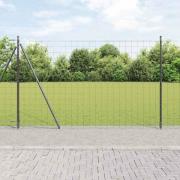 vidaXL Staket med stolpar Grå 1.5 x 10 m Stål