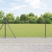 vidaXL Staket med stolpar Grå 1 x 25 m Stål