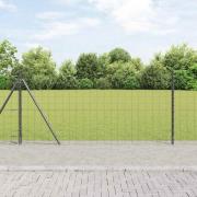 vidaXL Staket med stolpar Grå 1 x 25 m Stål
