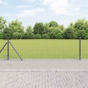 vidaXL Staket med stolpar Grå 0.4 x 50 m Stål