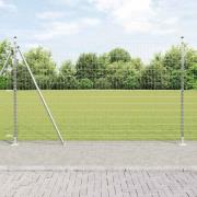 vidaXL Staket med stolpar Silver 1.6 x 10 m Stål