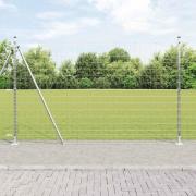 vidaXL Staket med stolpar Silver 1.5 x 10 m Stål