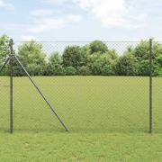 vidaXL Kedjestängsel med stolpar Grå 1.5 x 10 m Stål