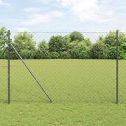 vidaXL Kedjestängsel med stolpar Grå 1.5 x 10 m Stål