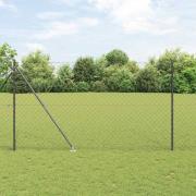 vidaXL Kedjestängsel med stolpar Grå 1.5 x 10 m Stål
