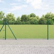vidaXL Kedjestängsel med stolpar Grön 0.8 x 25 m Stål