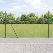 vidaXL Kedjestängsel med stolpar Grå 1.4 x 10 m Stål