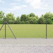 vidaXL Kedjestängsel med stolpar Grå 0.8 x 10 m Stål