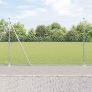 vidaXL Kedjestängsel med stolpar Silver 1.6 x 10 m Stål