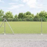 vidaXL Kedjestängsel med stolpar Silver 1 x 25 m Stål