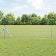vidaXL Staket med stolpar Silver 0.4 x 10 m Stål
