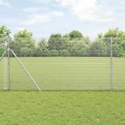 vidaXL Staket med stolpar Silver 1.2 x 10 m Stål