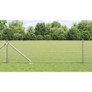 vidaXL Staket med stolpar Silver 0.5 x 25 m Stål