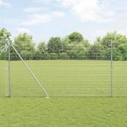 vidaXL Staket med stolpar Silver 1.5 x 25 m Stål