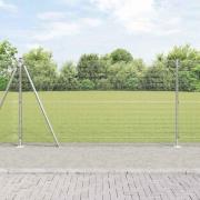 vidaXL Staket med stolpar Silver 1.2 x 10 m Stål