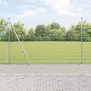 vidaXL Staket med stolpar Silver 1.5 x 10 m Stål