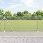 vidaXL Staket med stolpar Silver 1 x 50 m Stål