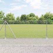 vidaXL Staket med stolpar Silver 0.8 x 100 m Stål