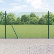 vidaXL Staket med stolpar Grön 1.5 x 10 m Stål