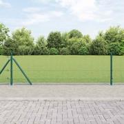 vidaXL Staket med stolpar Grön 0.5 x 25 m Stål