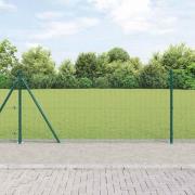 vidaXL Staket med stolpar Grön 0.8 x 25 m Stål