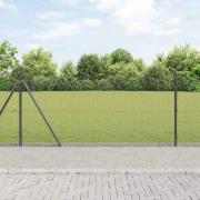 vidaXL Staket med stolpar Grå 1 x 10 m Stål