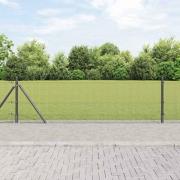 vidaXL Staket med stolpar Grå 0.4 x 50 m Stål