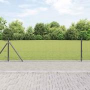 vidaXL Staket med stolpar Grå 0.6 x 50 m Stål