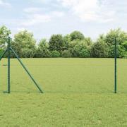 vidaXL Staket med stolpar Grön 1.2 x 10 m PVC-belagd stål