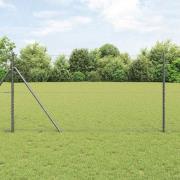 vidaXL Staket med stolpar Grå 1 x 10 m PVC-belagd stål