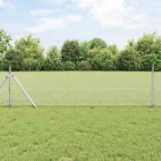vidaXL Staket med stolpar Silver 0.8 x 25 m PVC-belagd stål